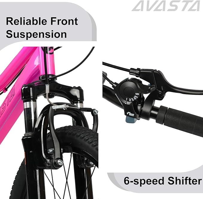 AVASTA Govet 20'' Kids Mountain Bike for 6-12 Years Old Boys Girls with Suspension Fork, 6 Speeds Drivetrain, Multiple Colors