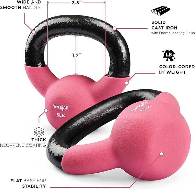 Yes4All Kettlebells 5lbs-65lbs & Kettlebell Sets Adjustable Weights, Kettlebell for Weight Training, Home Workout Equipment with Secure Grip for High Rep, Exercise Equipment