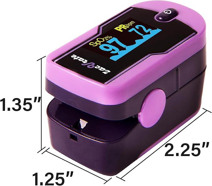 Zacurate FSA/HSA Eligible 500E Premium Fingertip Pulse Oximeter Oximetry Blood Oxygen Saturation Monitor with Silicon Cover, Batteries and Lanyard (Mystic Purple)