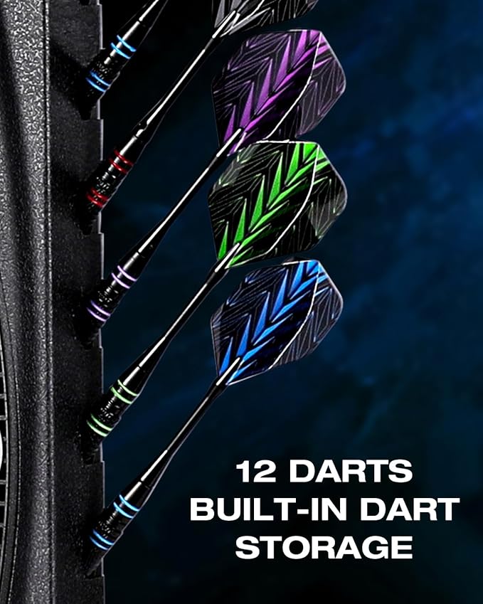 Electronic Dart Board with Bright Score Display, Multiple Games, and Durable Design-Perfect for Family Fun and Competitions-Includes Soft Tip with 12 Darts
