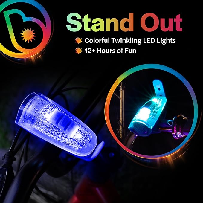 Brightz HornBrightz Light Up LED Bike Horn Light - 12 Unique Sound Effects - Bike Bell, Ring, Police Siren, Fire Engine, Trucker Horn, Backup Beep, Motorcycle, Magic Wand, Cat, Dog, Cow, Horse