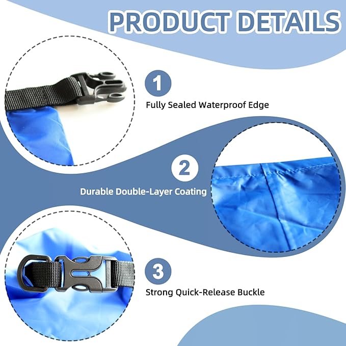 6PCS Dry Bags Waterproof, Lightweight Dry Bags for Kayaking Waterproof,Outdoor Waterproof Bag for Kayaking Hiking Boating Camping