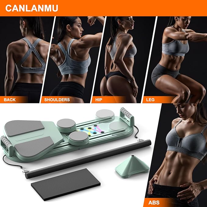 Pilates Board,Pilates Reformer Sets, Multifunctional Abdominal Pilates Board for Home Workout Equipment, Portable Foldable Ab Board Trainer Pilates Exercise Machine,Pilates Board for Women