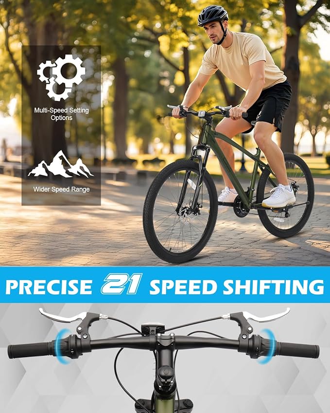 24/26/27.5" Mountain Bike Aluminum Bicycle with Ultralight Aluminum Frame, Powerful Mechanical Dual Disc Brakes, Double Wall Rims and Premium XC Tires, Men & Women Bike with Tool Kit