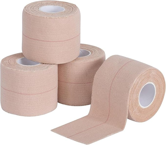 4 Rolls Elastic Tape, Breathable Self Adhesive Bandage Wrap, Flexible Stretch Bandages for Sports Wrists Sprains Knees Ankles, Vet Wrap for Animals Pets, 5 Yards (2 Inch in Width)