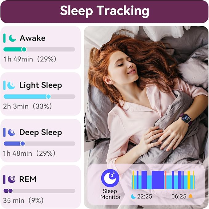 Tensky Smart Watch for Women Android & iPhone, 1.85" Touch Screen Fitness Tracker with Answer/Make Call, IP68 Waterproof 24/7 Sleep/Health Monitor, Pedometer, 100+ Sport Modes (2 Bands)