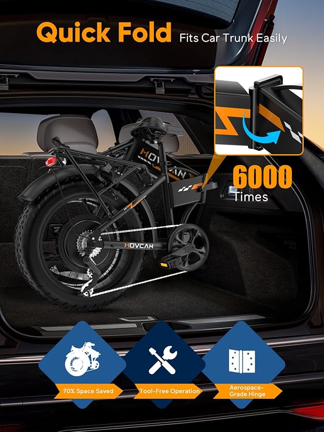 Q20 Folding Electric Bike, 52V 15.6Ah Removable Concealed Battery 20” Fat Tire Dirt Bike,1500W Motor 30 MPH Top Speed E Bikes, 7 Speed Dual Hydraulic Brake Electric Bikes for Adults