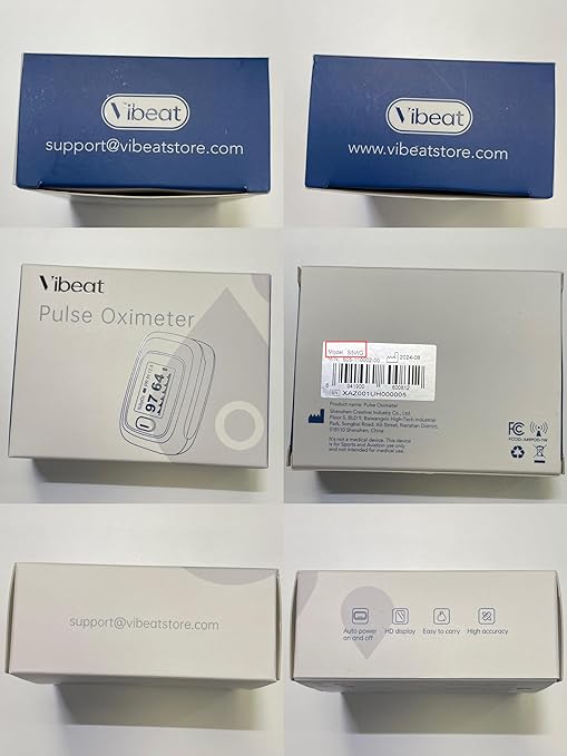 Vibeat Fingertip Pulse Oximeter with Bluetooth, Blood Oxygen Saturation Monitor with APP, Finger SPO2 Meter with Batteries and Lanyard, Gray
