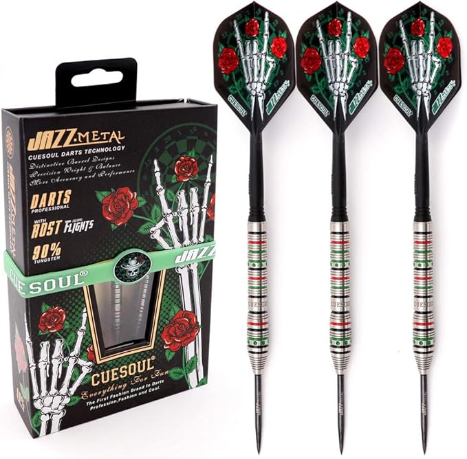 CUESOUL Jazz-Metal 21g/23g/25g 90% Tungsten Steel Tip Dart Set with Integrated Dart Shafts and Dart Flights