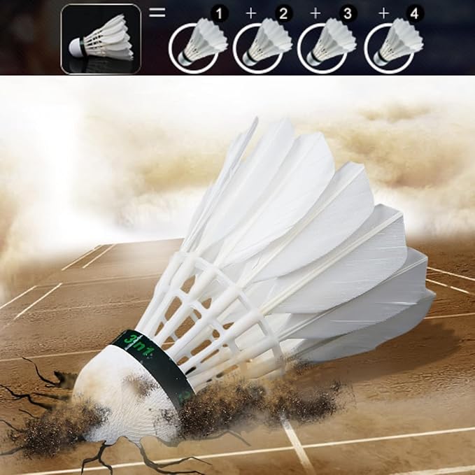 12-Pack Goose Feather Badminton Shuttlecocks with High Durability Badminton Birdies Balls Model 901