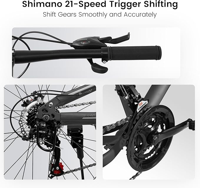 24/26/27.5 Inch Mountain Bike, Dual Full Suspension 21 Speed Womens Mens Mountain Bikes, Commuter Bike with Carbon Steel Frame and Dual Disc Brakes