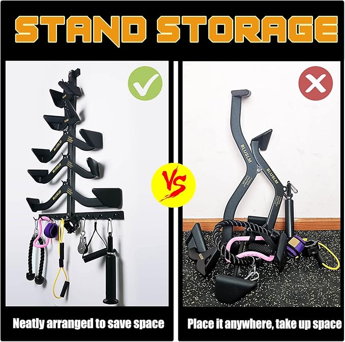 Lat Pull Down Bar Gym Accessory Rack, Lat Pulldown Attachments Cable Attachment Storage Rack for Mag Grip - Home Gym Fitness Heavy Duty A-Frame Stand