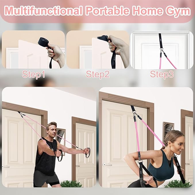 Pilates Bar Kit with Resistance Bands for Working Out, Pilates Equipment with Ab Roller for All Fitness Levels, Portable Home Gym Full Body Workout Equipment for Women&Men