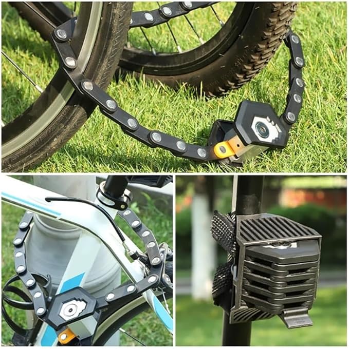 Klyra Titanguard Pro Bike Lock, Alloy Steel + Copper Cylinder Chain, Folding Bicycle Lock Heavy Duty Anti Theft, Weatherproof Bike Locks with 3 Keys & Bracket for Bikes & Scooters(2pcs)