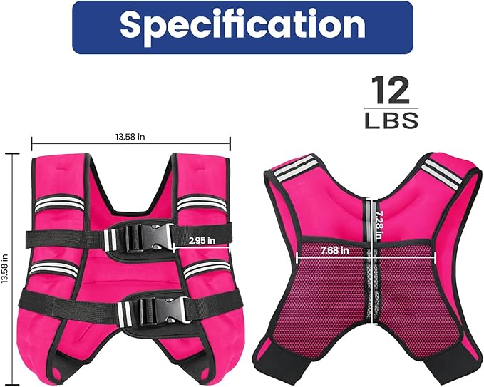 Zikopomi Weighted Vest Woman Man, 6lb/8lb/12lb/16lb/20lb/25lb/30lb Weight Vest with Reflective Stripes for Workout, Strength Training, Running, Fitness, Muscle Building, Weight Loss, Rucking Vest