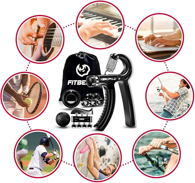 FitBeast Grip Strengthener Forearm Strengthener Hand Grips Strengthener Kit - 5 Pack Adjustable Resistance