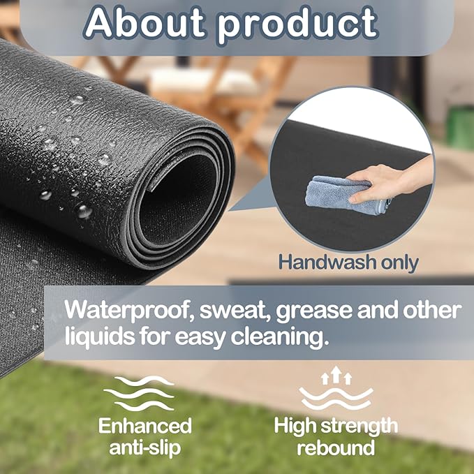 Treadmill Mat for Exercise Equipment – 72" x 48" Rubber Floor Protector Mat for Home Gym, Bike, Rowing Machine – Anti-Slip PVC, Easy to Clean, Workout or Garage Gym Flooring