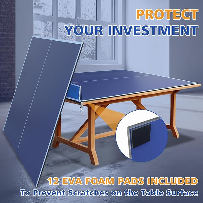 7/8/9ft Mid-Size Ping Pong Conversion Top with Net Set for Billiard and Pool Tables - Regulation Top Converts Billiards into Ping Pong Table Blue/Green/Black