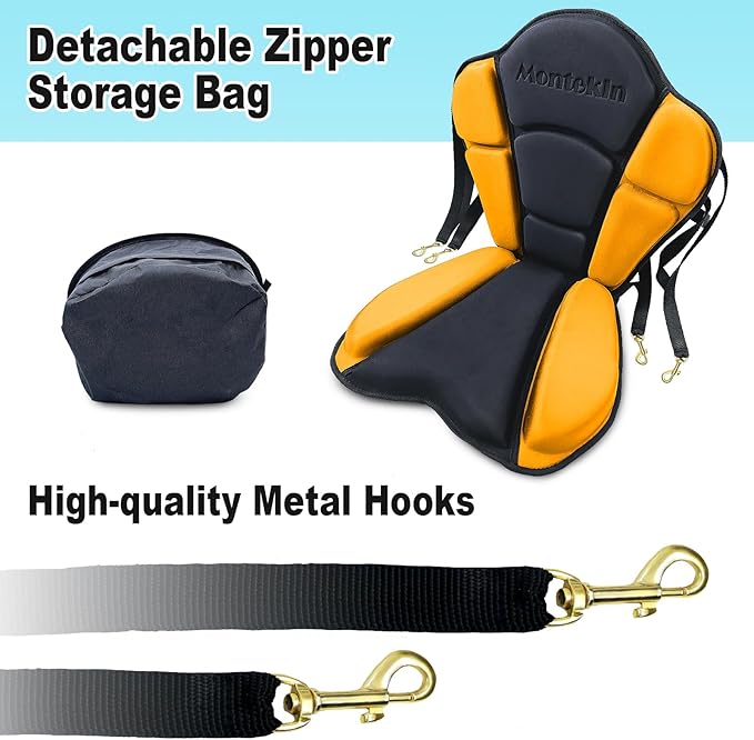 Thickened Kayak Seat with Back Support, Sit On Top Cushioned Canoe Backrest Molded Foam Seat for SUP Paddle Board Fishing Boat Long Trip