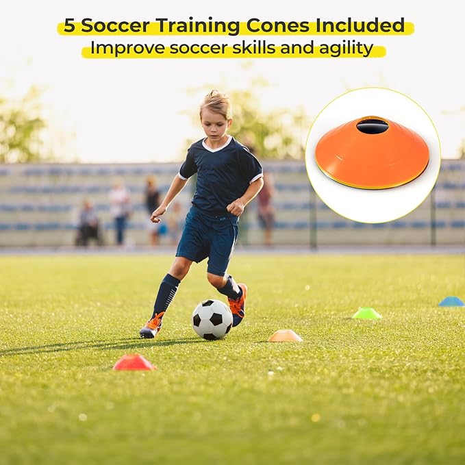 GYMAX Soccer Goal, Soccer Goals for Backyard with All Weather Net, Ground Stake & Zip Ties, Easy Assembly Folding Soccer Frame and Net for Kids School Club Training Practice