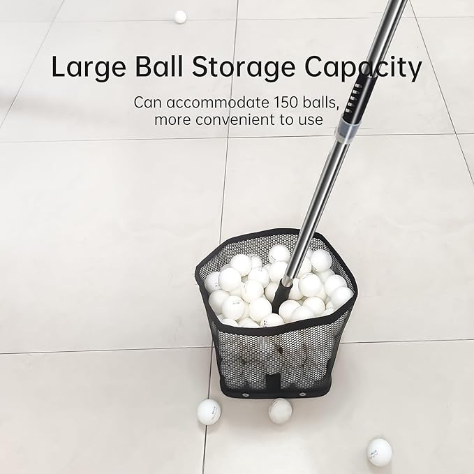 PONGBOT Table Tennis Ball Picker Retractable Ping Pong Ball Collector-Can Store 150+ Balls