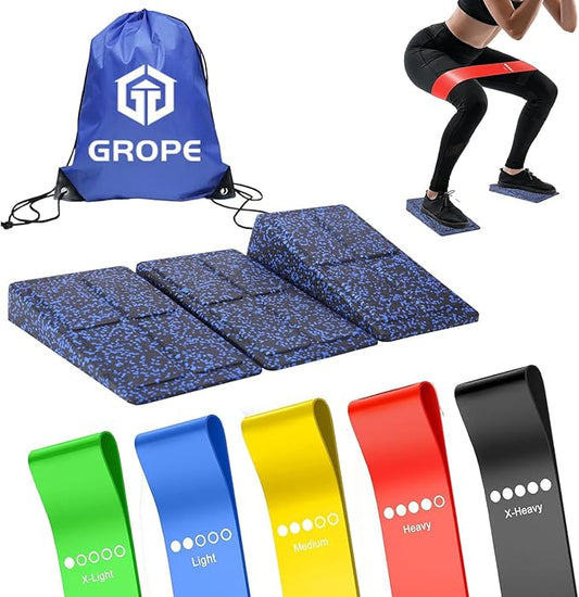 Slant Board Squat Wedge for Calf Stretching,3 Pcs 12" x 6.3" Foot Stretcher Balance Board for Plantar Fasciitis, Adjustable Foam Slant Board Wedge Great for Exercises