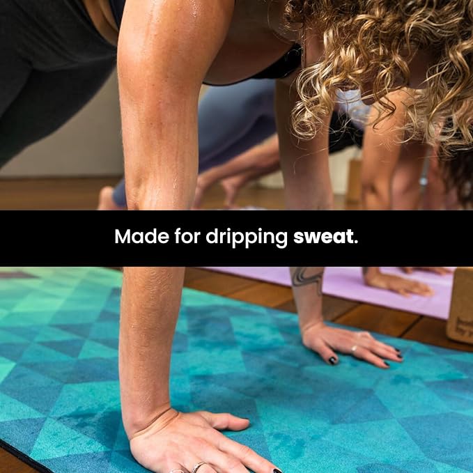 Yoga Drip Yoga Towel - Non Slip Hot Yoga Mat Towel With Corner Pockets, No-Skid Grip, and Built-in Alignment Lines | Soft, Moisture Wicking, and Sweat Absorbent | No Bunching, Stays in Place 72" x 25"