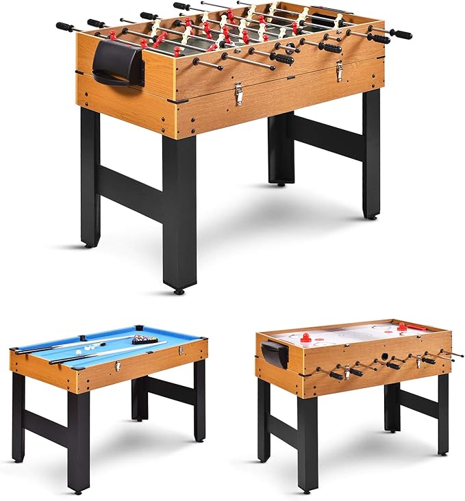GYMAX 3 in 1 Multi Game Table, 49 Inch with Foosball Hockey & Billiards, Competition Sized Combo Game Table for Home, Game Room, Bar, Party, Club