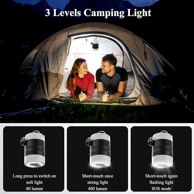 BEAUTYOVO Air Pump for Inflatables, Electric Air Pump with Rechargeable Battery, Tiny and Portable Air Mattress Pump with Camping Light, Quick Inflate Deflate Pump for Pool Floats