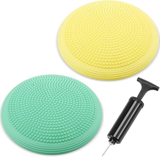 Libima 2 Pcs Wobble Cushion with Inflation Pump Wiggle Seat Flexible Sensory Seating Balance Disc Board for Men Women Physical Exercise Improving Posture Home Office
