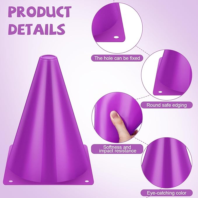 Reginary 40 Pieces 7 Inch Small Cones for Sports Football Bike Obstacle Training Cones Plastic Traffic Roadblock for Sports Skating Indoor Outdoor Activity Construction Party