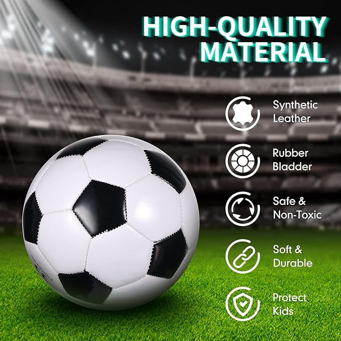 HyDren 24 Pack Soccer Balls Bulk with Pump Official Outside Christian Charity Donation Sport Soccer Balls Gifts for Teens Adults
