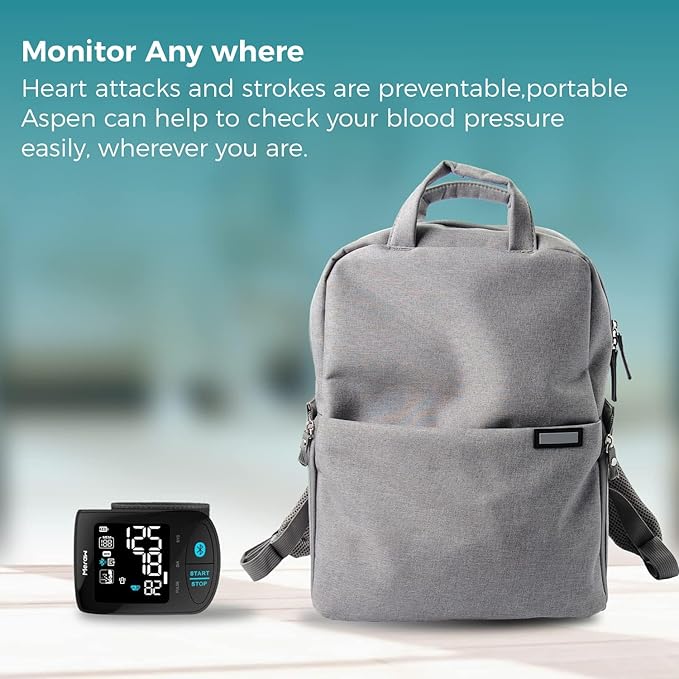 Blood Pressure Monitor Adult Cuff, Blood Pressure Cuff Monitor Wrist, Blood Pressure Machine Home Use 5.3-8.5" Irregular Heartbeat Monitoring APP Automatic Bluetooth High Accuracy Aspen Black