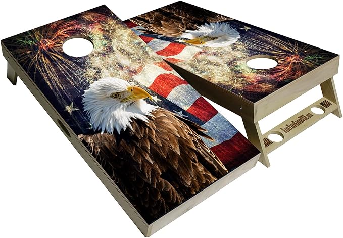 American Flag Series - Premium Cornhole Boards - Includes 2 Regulation Size 4' x 2' Cornhole Boards, and a Set of 8 Double Stitched Cornhole Bags