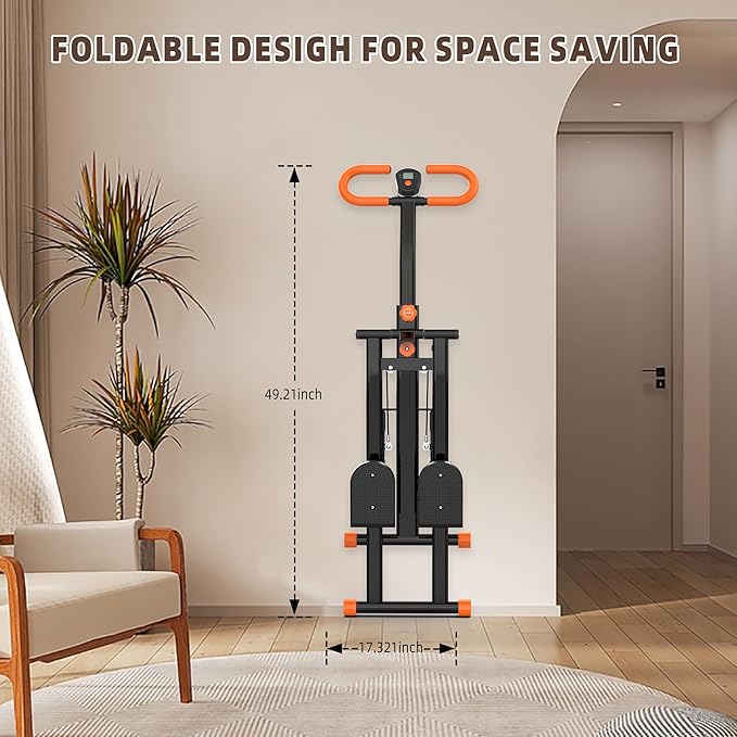 Stair Stepper for Home, Folding Vertical Climber Workout Machine for Full-Body Exercise Stair Stepper with Stable Frame Adjustable Handlebar & Pedals