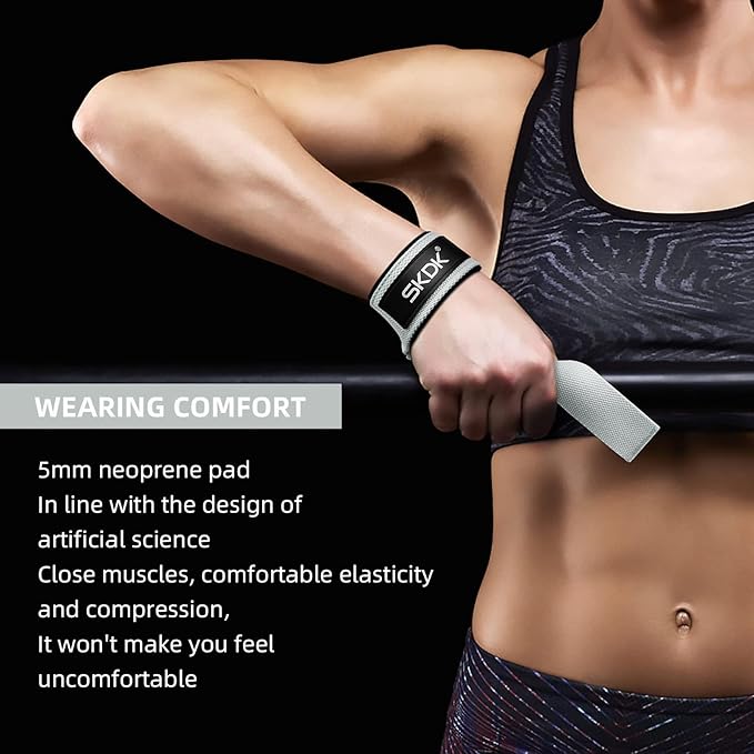 SKDK Cotton Hard Pull Wrist Lifting Straps Grips Band-Deadlift Straps with Neoprene Cushioned Wrist Padded and Anti-Skid Silicone - for Weightlifting, Bodybuilding, Xfit, Strength Training