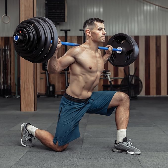 RitFit Barbell Weight Set - 4/6FT Olympic Barbell with Weight Plates (55-275LB Total) - Weightlifting Equipment for Squats, Curls, Deadlifts, Presses, Hip Thrusts