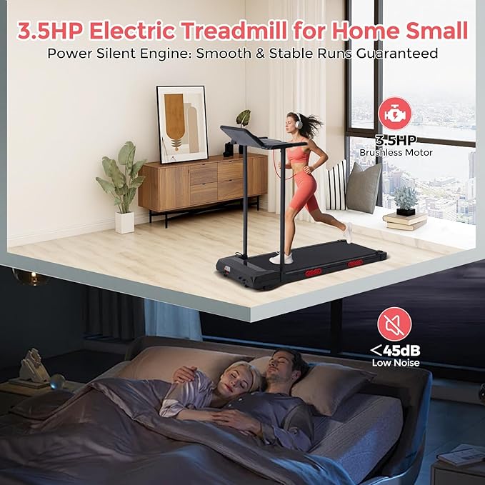 Portable Walking Pad Treadmill with Handle Bar, Foldable Folding Walking Pads Treadmills for Home with Handles