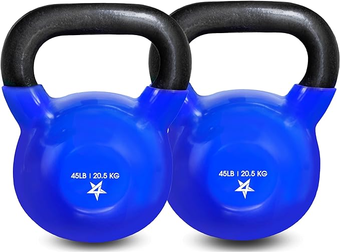 Yes4All Kettlebell, 5-100 LB Vinyl Coated Cast Iron Strength Training Kettlebells for Home Gym Exercises, Fitness, Full Body Workout Equipment, Push Ups, and Grip Strength