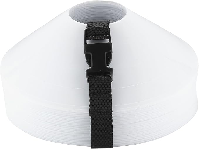 American Challenge Disc Cones – Set of 25 Agility Cones for Sports Training – 2" Tall, 7" Base Soccer Cones with Carry Strap for Drills & Practice