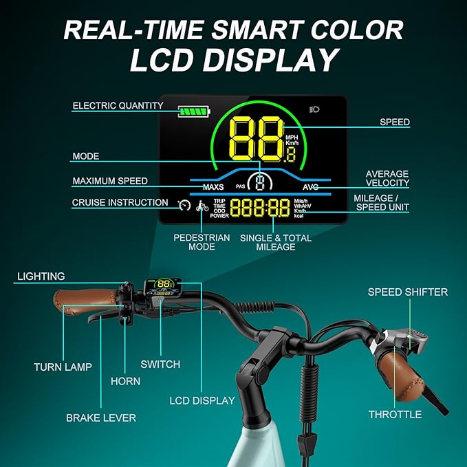 V80 Electric Bike, 1000W Motor 28MPH Ebike, 48V 13Ah Removeable Battery, 26'' City Cruiser Adult Electric Bicycles up to 70 Miles
