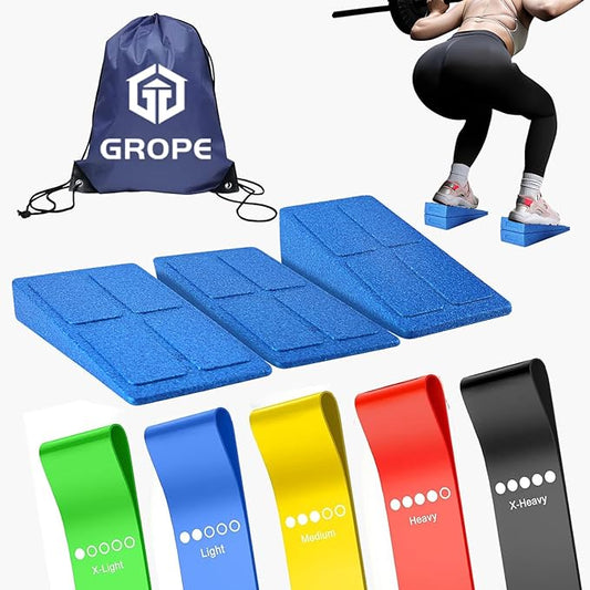 Slant Board Squat Wedge for Calf Stretching,3 Pcs 12" x 6.3" Foot Stretcher Balance Board for Plantar Fasciitis, Adjustable Foam Slant Board Wedge Great for Exercises