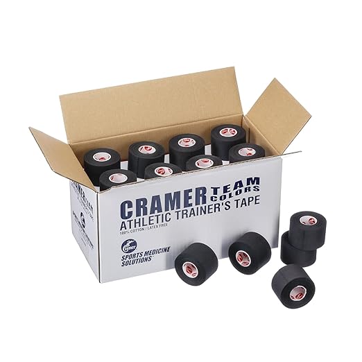 Cramer Team Color Athletic Tape, Black, Latex-Free, 1.5" x 10yds, 32 Roll Bulk Case, Tearable Sports Tape for Wrists, Ankles, Baseball, Training, Strong Athletic Wrap for Athletes & Trainers