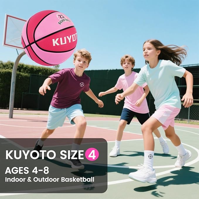 KUYOTQ Kids Toddler Youth Adult Size 3/4/5/6/7 Basketball 22/25.5/27.5/28.5/29.5" Thickened Rubber or Faux Leather Basketball for Boys Girls (Deflated)