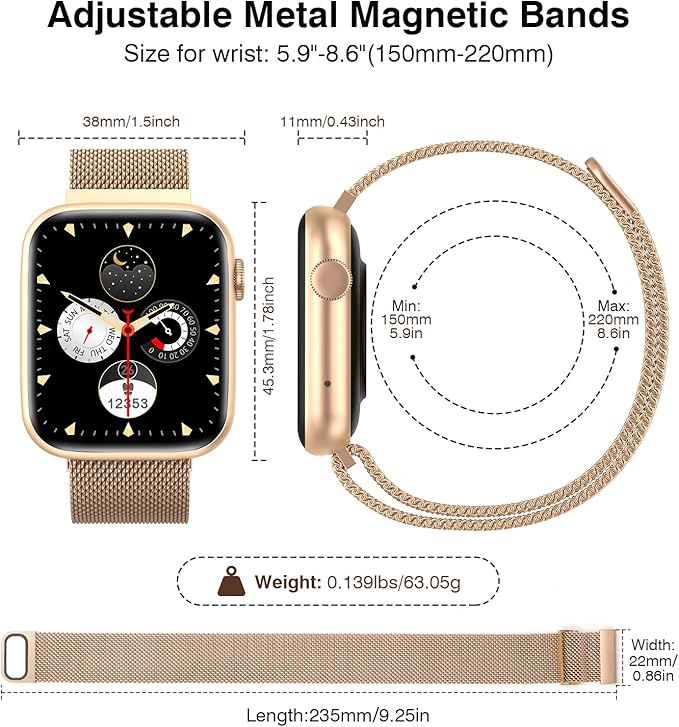 EarlySincere Smart Watches for Women Blood Pressure, 1.9" HD Full Touch Screen, Fitness Tracker with Heart Rate Blood Oxygen Sleep Monitor, IP67 Waterproof Smartwatch for Android iOS