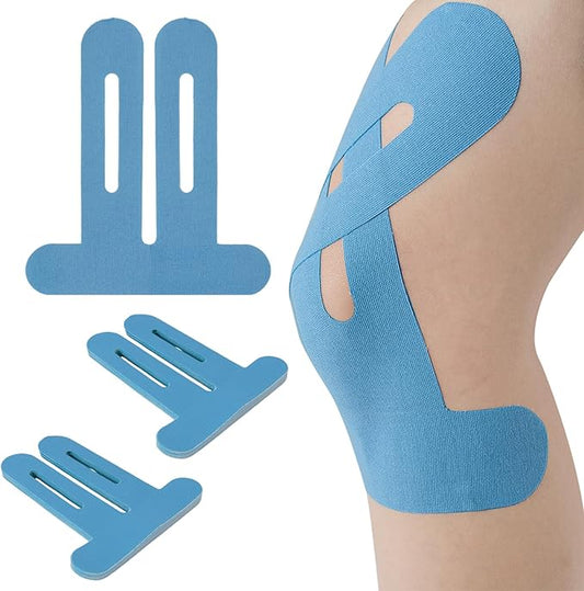 20PCS Kinesiology Tape for Knees, Kinesiology Tape Precut Strips for Knee Support & Stability, Waterproof Breathable Elastic Sports Tape for Pain Relief, Athletic Tape for Muscle & Joint, Blue