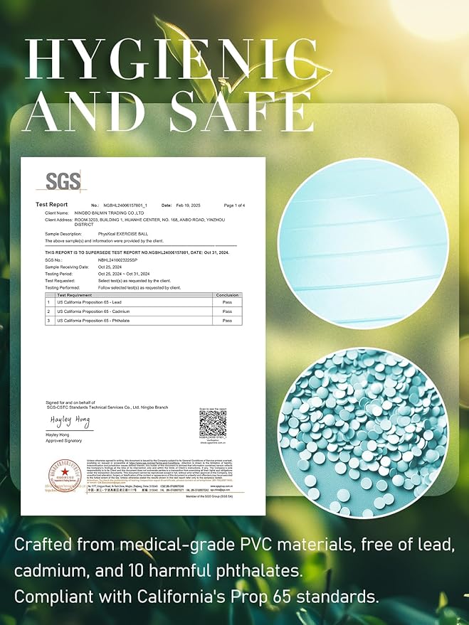 Yoga Ball for Exercise, Pilates Set, 4 Sizes Fitness Ball for Workout, Birthing, Pregnancy, Physical Therapy- Pump Included