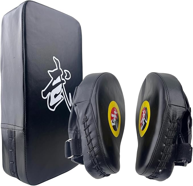TLBTEK Taekwondo Kick Shield - Muay Thai MMA Karate Kickboxing Training Pads - Curved Leather Strike Shield