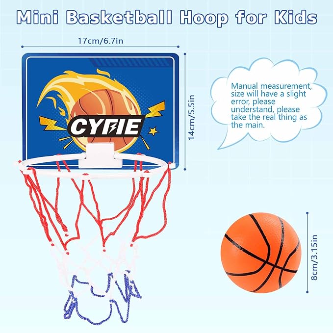 CYFIE Mini Basketball Hoop for Toddler Kids, Indoor Suction Cup Basketball Hoop with 3 Balls for Bath, Bedroom, Office Door, Fun Sports Toy for Boys Girls