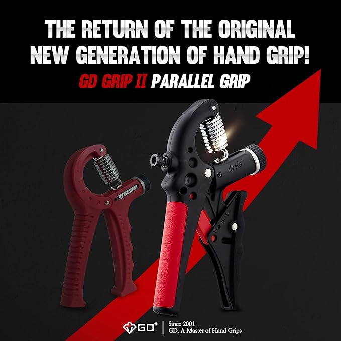 GD Grip2 Hand Grip Strengthener (Grip Strength Trainer) Adjustable Gripper (22~77lbs) Forearm and Wrist Exerciser Strengthener for Grip Strength